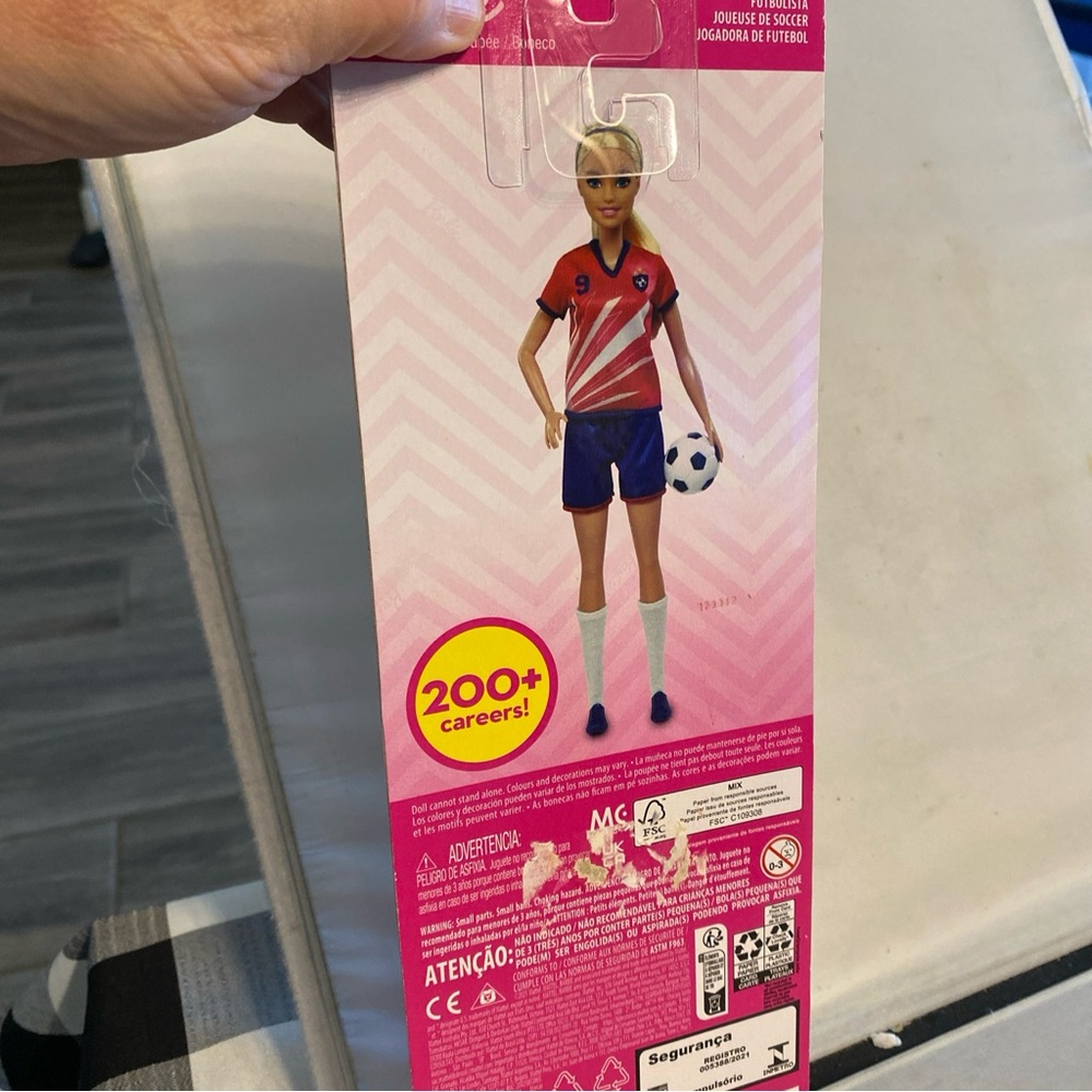 Adidas Red and Blue Soccer Doll with Ball - Picture 3 of 4